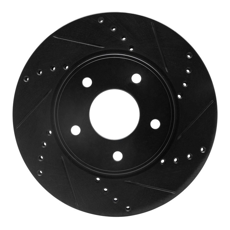 633-67103R Drilled/Slotted Brake Rotor [Black], Fits Select Multiple Makes/Models, Position: Front Right