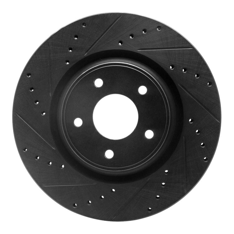 633-67104L Drilled/Slotted Brake Rotor [Black], 2014-2019 Infiniti/Nissan, Position: Front Left