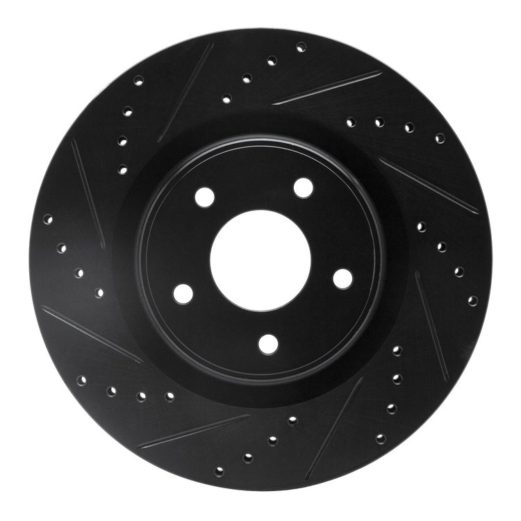 633-67105L Drilled/Slotted Brake Rotor [Black], Fits Select Infiniti/Nissan, Position: Front Left