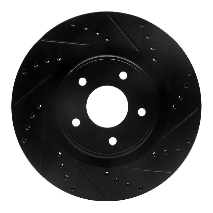 633-67105R Drilled/Slotted Brake Rotor [Black], Fits Select Infiniti/Nissan, Position: Front Right