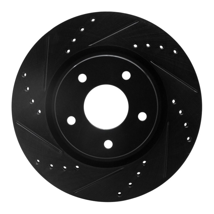 633-67106L Drilled/Slotted Brake Rotor [Black], Fits Select Multiple Makes/Models, Position: Front Left