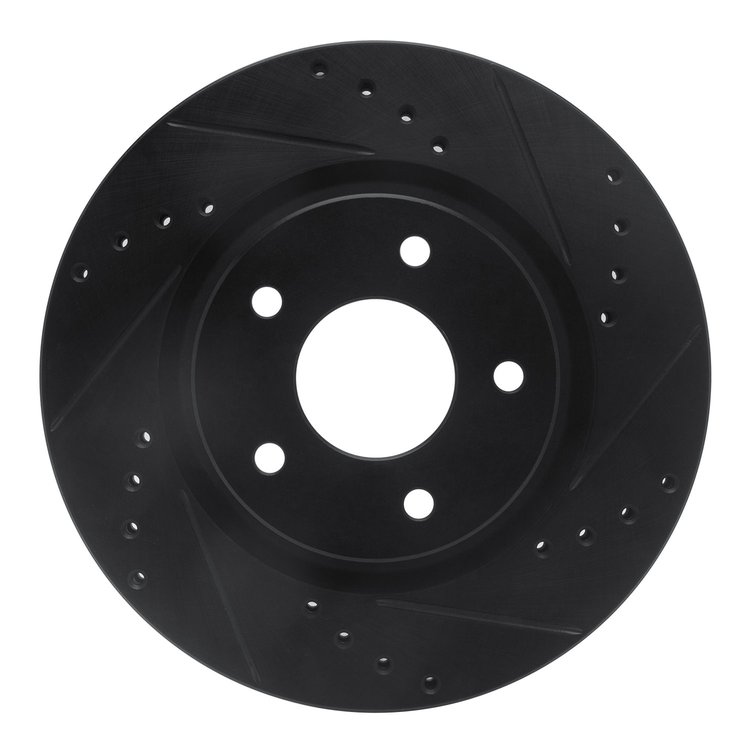 633-67106R Drilled/Slotted Brake Rotor [Black], Fits Select Multiple Makes/Models, Position: Front Right