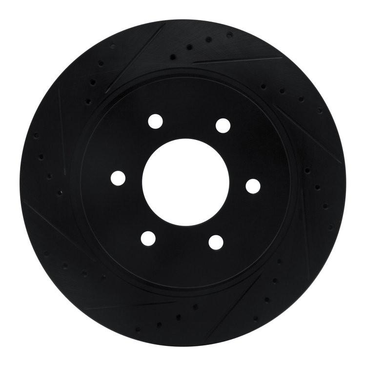 633-67108L Drilled/Slotted Brake Rotor [Black], Fits Select Infiniti/Nissan, Position: Front Left