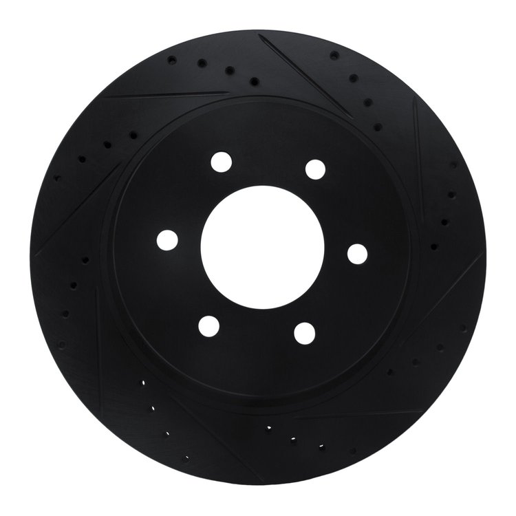 633-67108R Drilled/Slotted Brake Rotor [Black], Fits Select Infiniti/Nissan, Position: Front Right