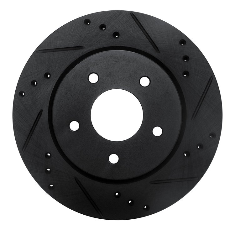 633-67111R Drilled/Slotted Brake Rotor [Black], Fits Select Infiniti/Nissan, Position: Rear Right