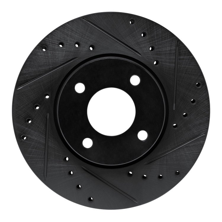 633-67112R Drilled/Slotted Brake Rotor [Black], Fits Select Infiniti/Nissan, Position: Front Right