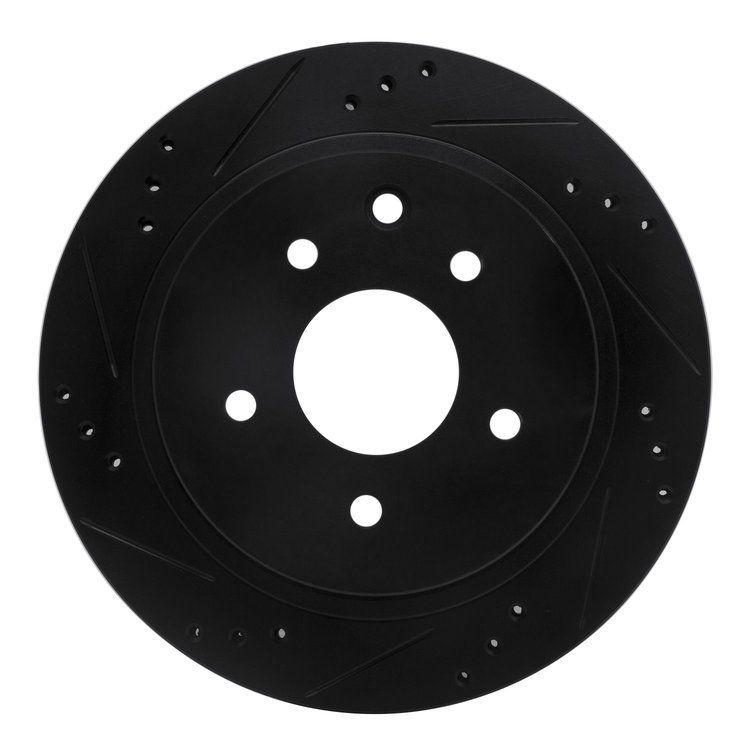 633-68006L Drilled/Slotted Brake Rotor [Black], 2002-2006 Infiniti/Nissan, Position: Rear Left