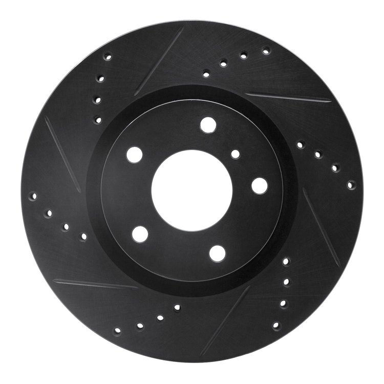 633-68007L Drilled/Slotted Brake Rotor [Black], 2003-2005 Infiniti/Nissan, Position: Front Left