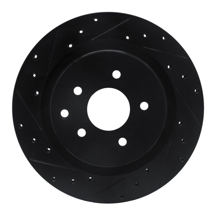 633-68009L Drilled/Slotted Brake Rotor [Black], 2003-2008 Infiniti/Nissan, Position: Rear Left
