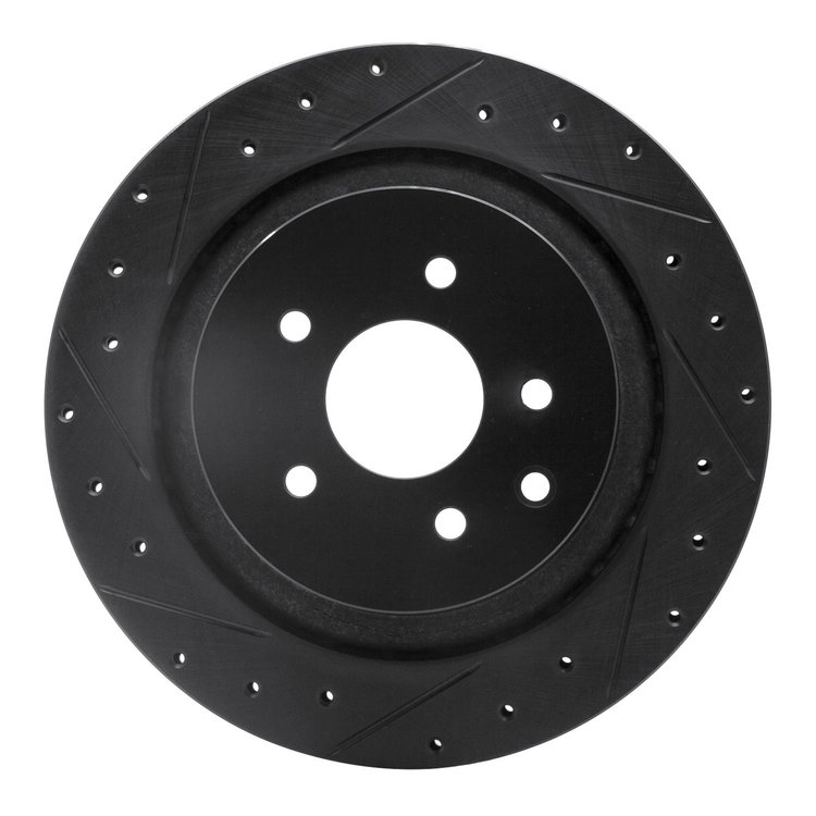 633-68010L Drilled/Slotted Brake Rotor [Black], 2007-2015 Infiniti/Nissan, Position: Rear Left