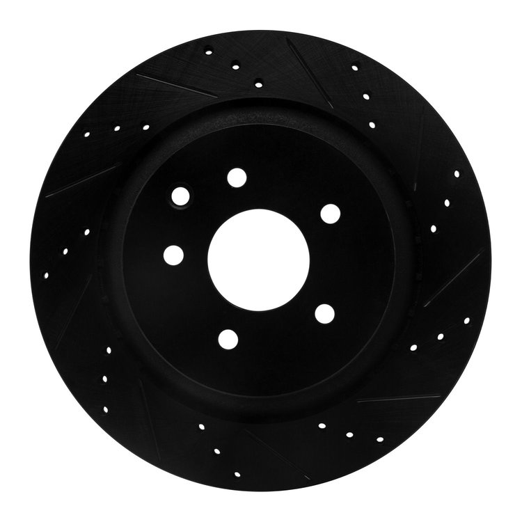 633-68010R Drilled/Slotted Brake Rotor [Black], 2007-2015 Infiniti/Nissan, Position: Rear Right