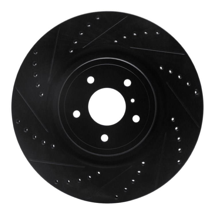 633-68012L Drilled/Slotted Brake Rotor [Black], Fits Select Infiniti/Nissan, Position: Front Left