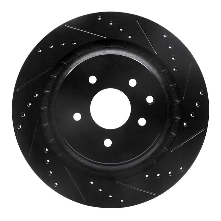 633-68013R Drilled/Slotted Brake Rotor [Black], Fits Select Infiniti/Nissan, Position: Rear Right