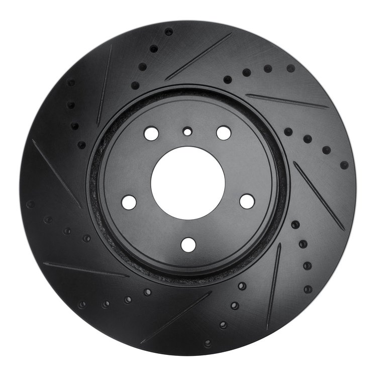 633-68014L Drilled/Slotted Brake Rotor [Black], 2005-2014 Infiniti/Nissan, Position: Front Left