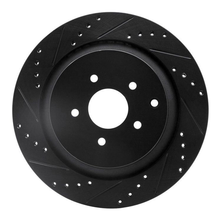 633-68015L Drilled/Slotted Brake Rotor [Black], Fits Select Infiniti/Nissan, Position: Rear Left