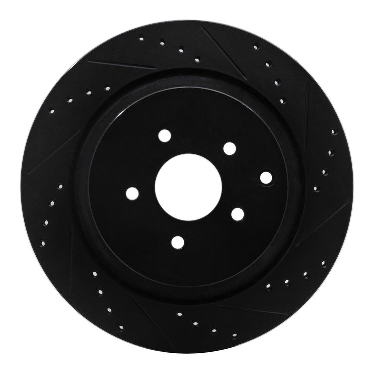 633-68015R Drilled/Slotted Brake Rotor [Black], Fits Select Infiniti/Nissan, Position: Rear Right