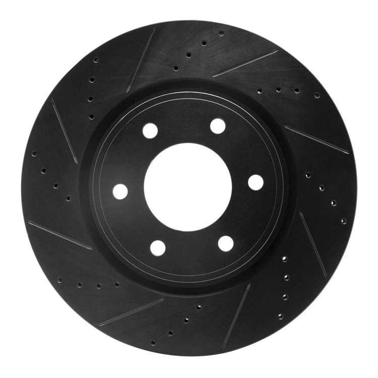 633-68016L Drilled/Slotted Brake Rotor [Black], Fits Select Infiniti/Nissan, Position: Front Left