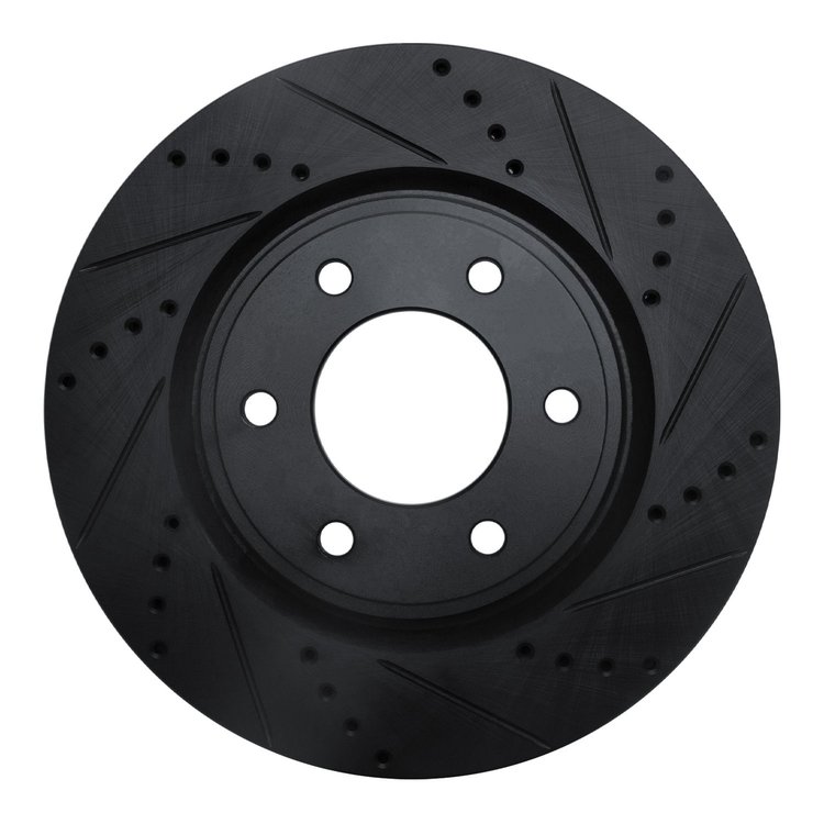 633-68016R Drilled/Slotted Brake Rotor [Black], Fits Select Infiniti/Nissan, Position: Front Right