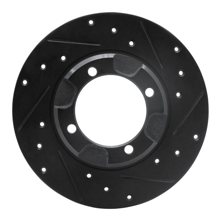 633-72002R Drilled/Slotted Brake Rotor [Black], 1985-1991 Multiple Makes/Models, Position: Front Right