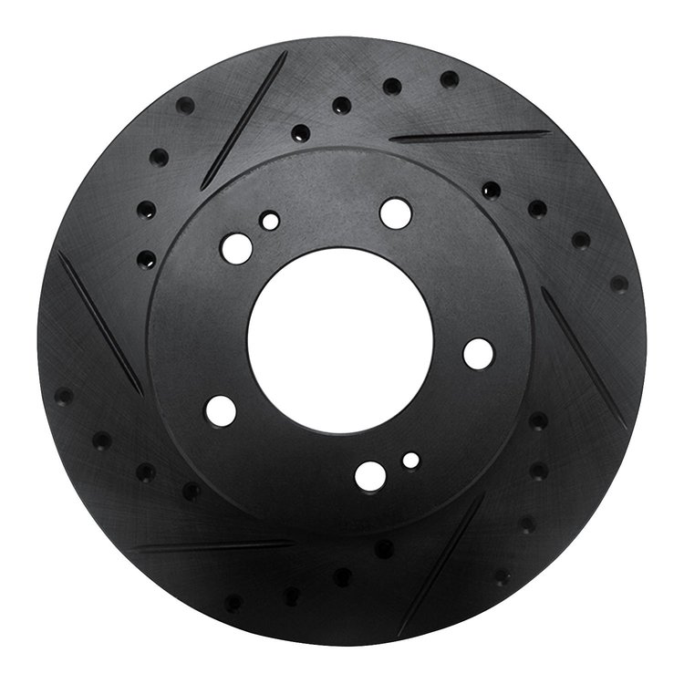633-72004L Drilled/Slotted Brake Rotor [Black], 1983-1989 Multiple Makes/Models, Position: Front Left