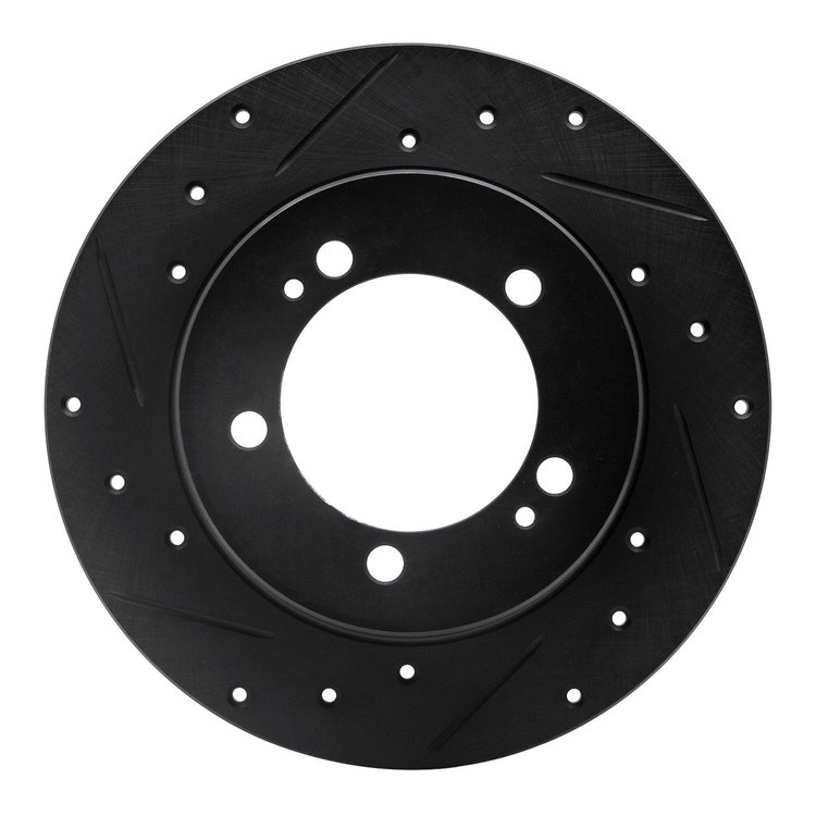 633-72012L Drilled/Slotted Brake Rotor [Black], 1990-1994 Multiple Makes/Models, Position: Rear Left