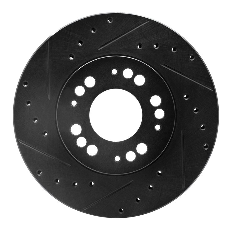 633-72015L Drilled/Slotted Brake Rotor [Black], 1991-2004 Multiple Makes/Models, Position: Front Left