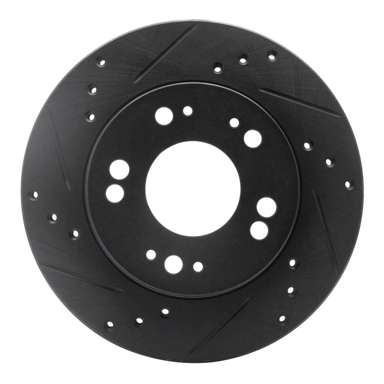 633-72023L Drilled/Slotted Brake Rotor [Black], 1990-2005 Multiple Makes/Models, Position: Front Left