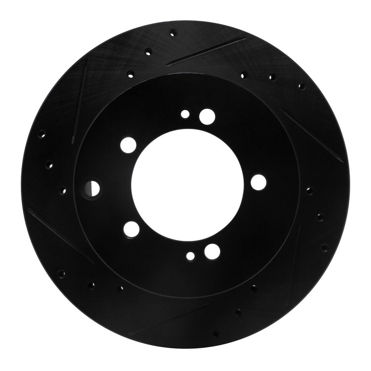 633-72027L Drilled/Slotted Brake Rotor [Black], 1992-1996 Mitsubishi, Position: Rear Left