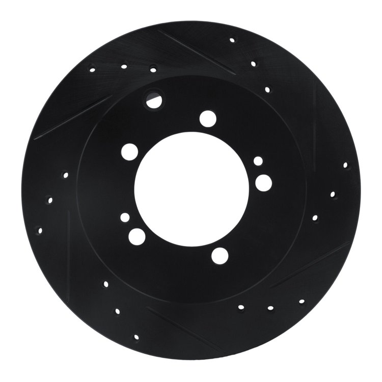 633-72027R Drilled/Slotted Brake Rotor [Black], 1992-1996 Mitsubishi, Position: Rear Right