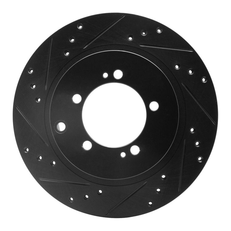 633-72032L Drilled/Slotted Brake Rotor [Black], 1993-1999 Multiple Makes/Models, Position: Rear Left