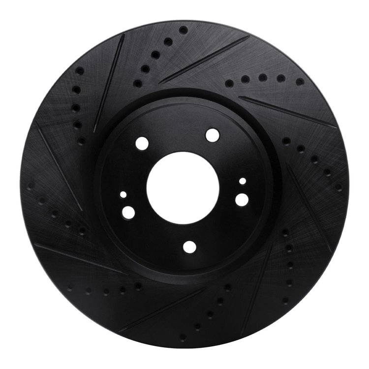 633-72035L Drilled/Slotted Brake Rotor [Black], 2003-2006 Mitsubishi, Position: Front Left