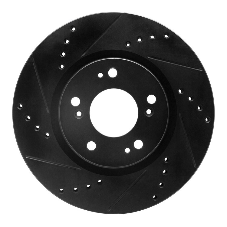 633-72037L Drilled/Slotted Brake Rotor [Black], 2004-2012 Mitsubishi, Position: Front Left