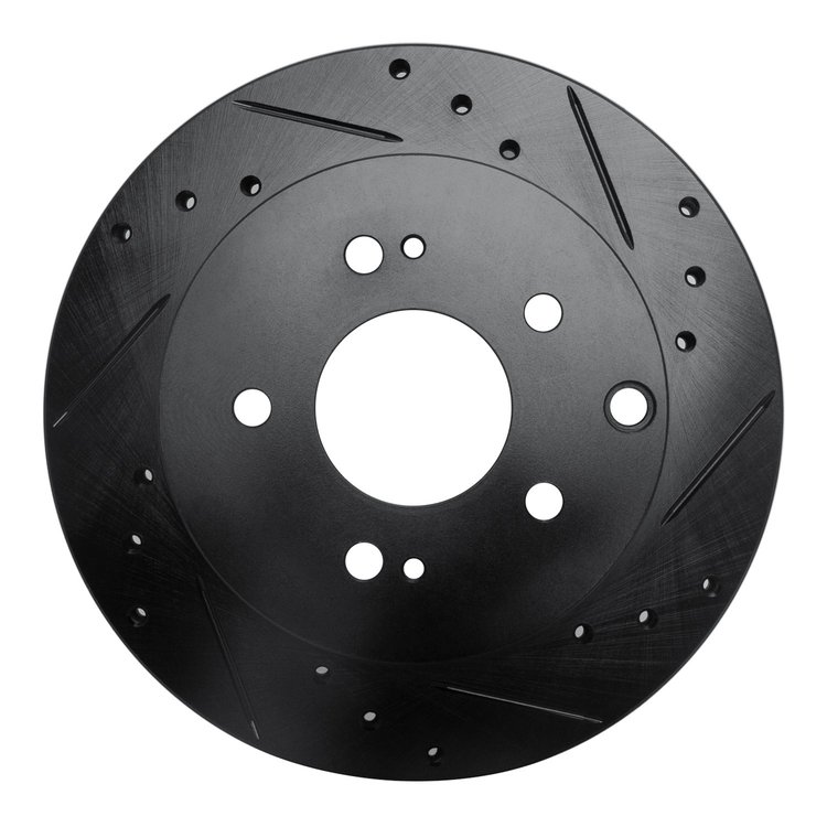 633-72040R Drilled/Slotted Brake Rotor [Black], 2006-2012 Mitsubishi, Position: Rear Right