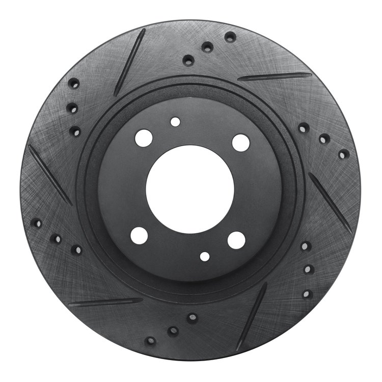 633-72046L Drilled/Slotted Brake Rotor [Black], 2012-2017 Mitsubishi, Position: Front Left