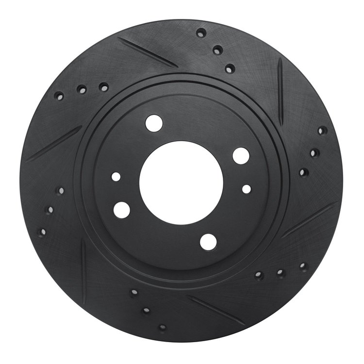 633-72046R Drilled/Slotted Brake Rotor [Black], 2012-2017 Mitsubishi, Position: Front Right