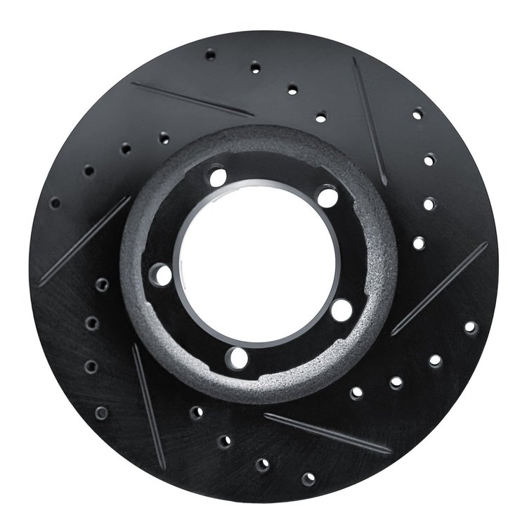 633-72050R Drilled/Slotted Brake Rotor [Black], 1987-1990 Mitsubishi, Position: Front Right