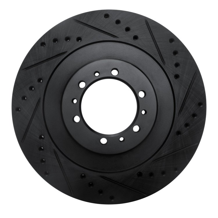 633-72055R Drilled/Slotted Brake Rotor [Black], 1998-2004 Mitsubishi, Position: Front Right