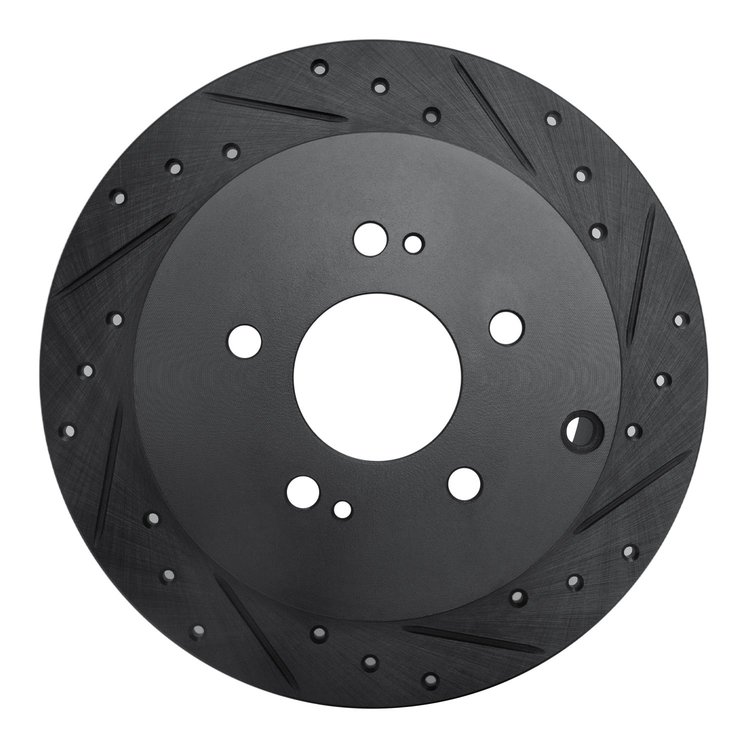 633-72060R Drilled/Slotted Brake Rotor [Black], 2004-2011 Mitsubishi, Position: Rear Right