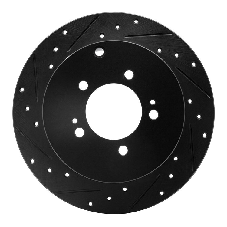 633-72062L Drilled/Slotted Brake Rotor [Black], 2007-2015 Mitsubishi, Position: Rear Left
