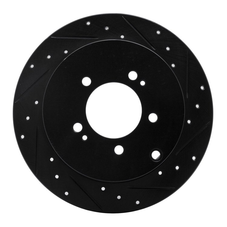 633-72062R Drilled/Slotted Brake Rotor [Black], 2007-2015 Mitsubishi, Position: Rear Right