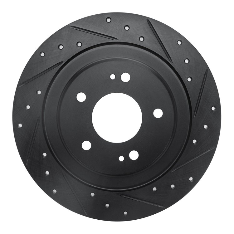 633-72063R Drilled/Slotted Brake Rotor [Black], Fits Select Mitsubishi, Position: Rear Right