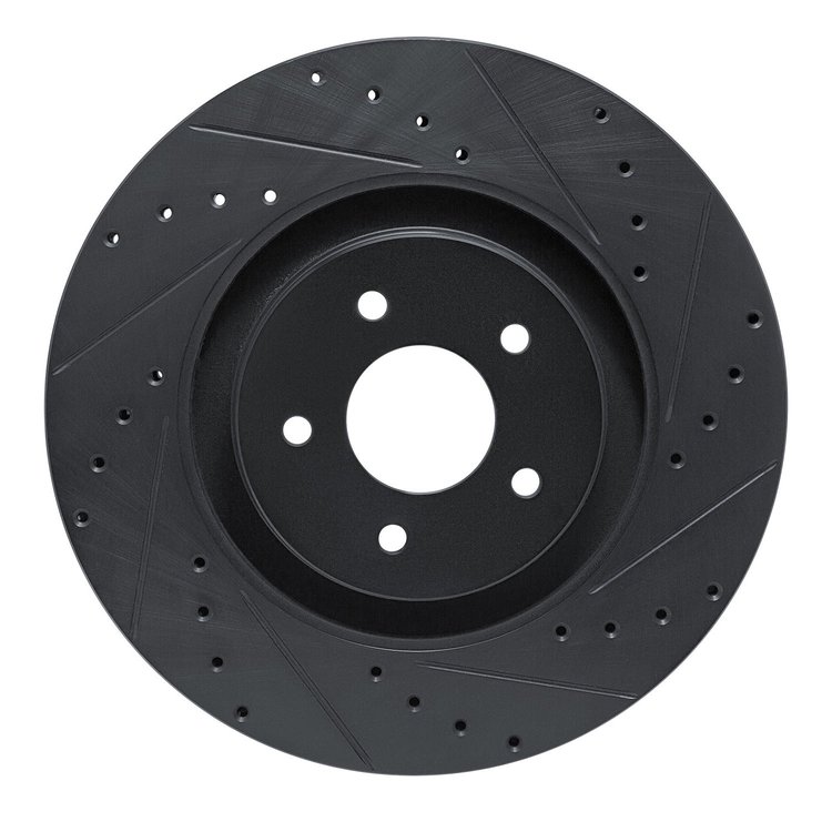 633-72070R Drilled/Slotted Brake Rotor [Black], Fits Select Multiple Makes/Models, Position: Front Right