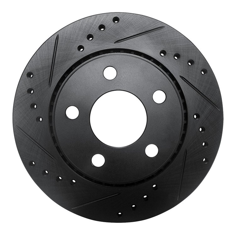 633-73001L Drilled/Slotted Brake Rotor [Black], 1985-1991 Audi/Volkswagen, Position: Rear Left