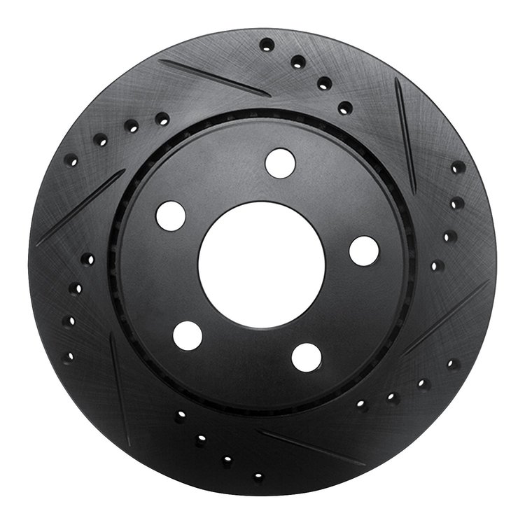 633-73001R Drilled/Slotted Brake Rotor [Black], 1985-1991 Audi/Volkswagen, Position: Rear Right