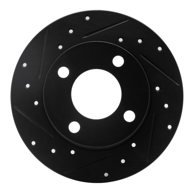 633-73007L Drilled/Slotted Brake Rotor [Black], 1982-1998 Audi/Volkswagen, Position: Rear Left