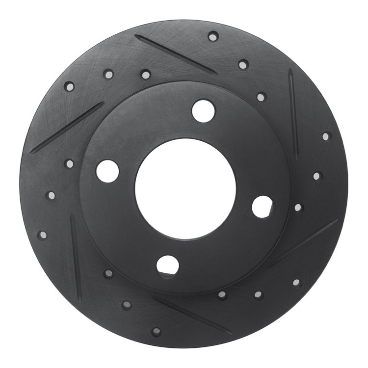 633-73007R Drilled/Slotted Brake Rotor [Black], 1982-1998 Audi/Volkswagen, Position: Rear Right