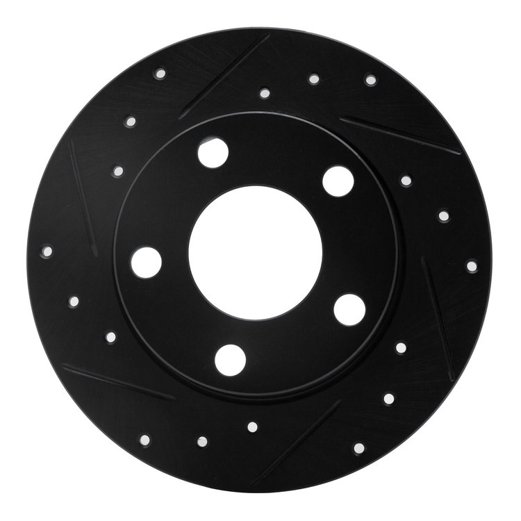 633-73009L Drilled/Slotted Brake Rotor [Black], 1985-2000 Audi/Volkswagen, Position: Rear Left