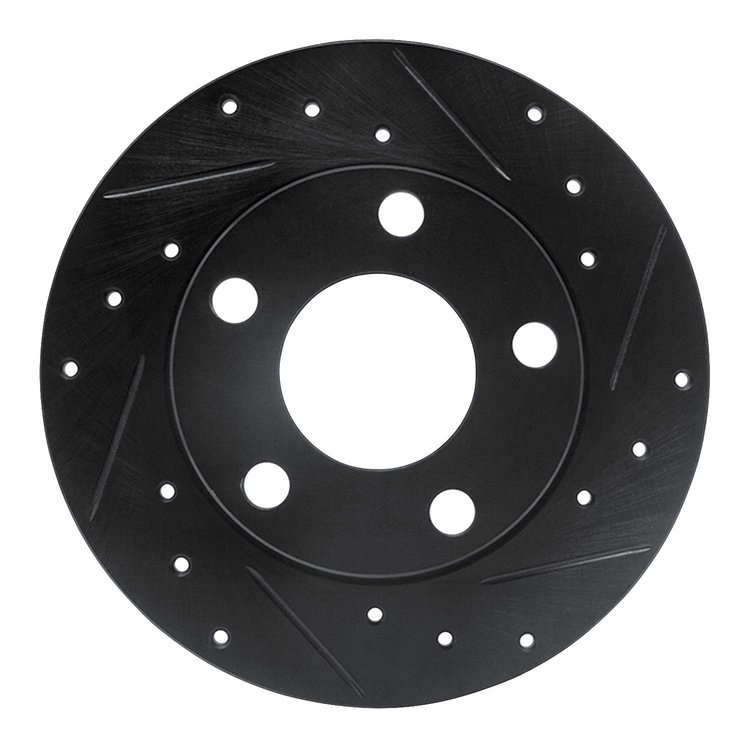633-73009R Drilled/Slotted Brake Rotor [Black], 1985-2000 Audi/Volkswagen, Position: Rear Right