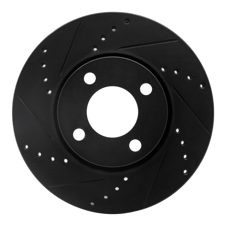 633-73010L Drilled/Slotted Brake Rotor [Black], 1990-1998 Audi/Volkswagen, Position: Front Left