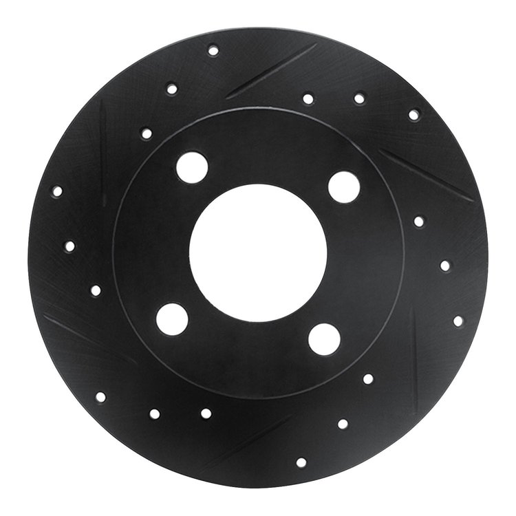 633-73012L Drilled/Slotted Brake Rotor [Black], 1989-1991 Audi/Volkswagen, Position: Rear Left